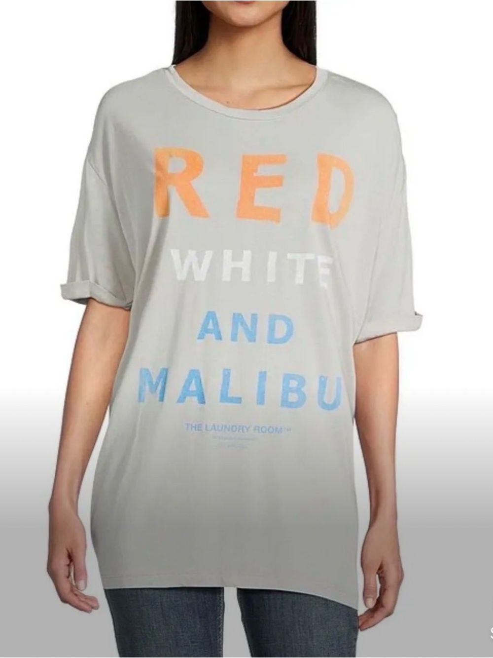 NWT! The Laundry Room Red White & Malibu Oversized T shirt Size XS